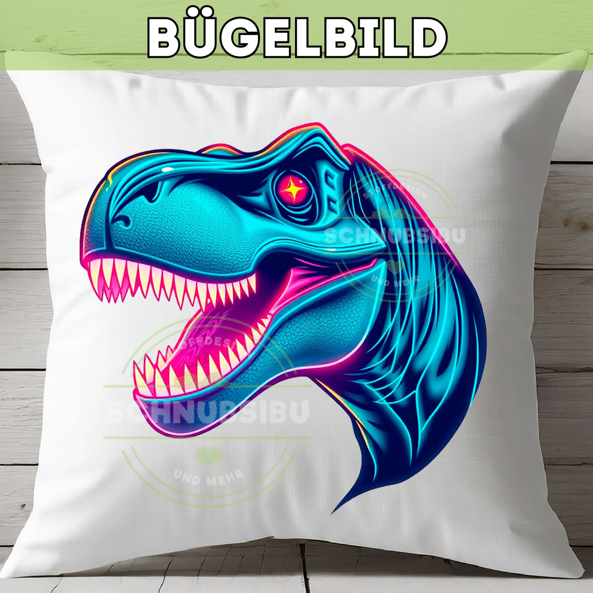 Bügelbild Neon T-Rex